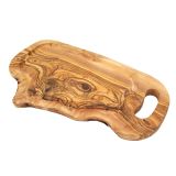 Steakbrett 38 cm aus Olivenholz mit Saftrille und Grifflasche