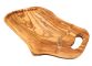 Steakbrett 38 cm aus Olivenholz mit Saftrille und Grifflasche