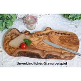 Steakbrett 38 cm aus Olivenholz mit Saftrille und...