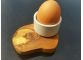 Eierbecher FLORENZ aus Porzellan auf rustikalem Olivenholzsockel