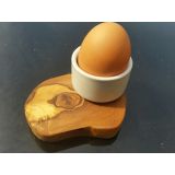 Eierbecher FLORENZ aus Porzellan auf rustikalem Olivenholzsockel Einzeln