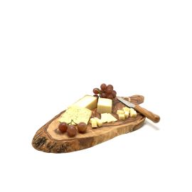 UNIKAT Käsebrett rustikal mit Messer aus Olivenholz \