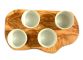 D.O.M.® Servierbrett für Dips aus OLIVENHOLZ inkl. 4 Porzellanschälchen