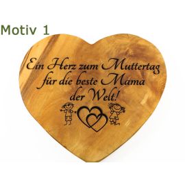 Frühstücksbrett Vesperbrett Schneidebrett Herz OLIVENHOLZ Holz - Gravur möglich